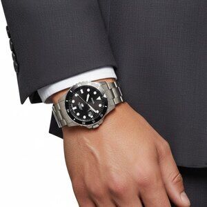 NWT Authentic Fossil Blue Dive Quartz Black Dial Men's Watch